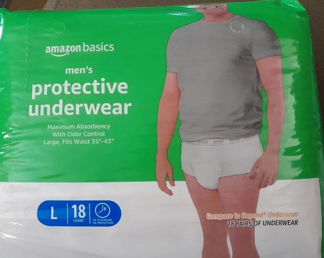 AMAZON BASICS INCONTINENCE Underwear for Men, Maximum Absorbency, Large
