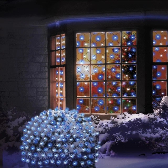 180 MULTI ACTION LED Outdoor Christmas Net Light Blue and White 1.75m x
