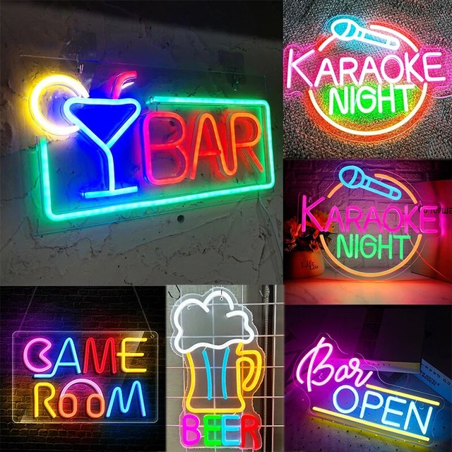 CUSTOM NEON SIGNS LED Neon Bar Sign Night Light Wall Mount Lights Room