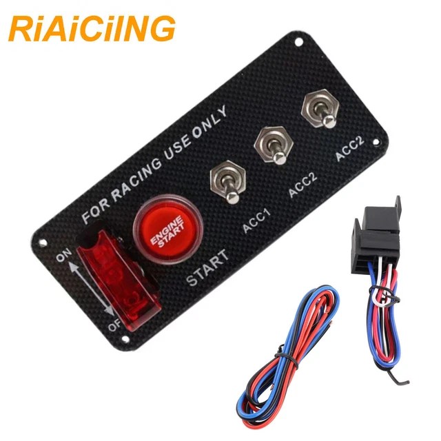 ENGINE START PUSH Button 5in1 Ignition Switch Panel Carbon Fiber Toggle