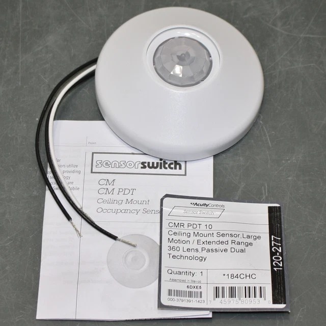 SENSOR SWITCH PIR/MIC Occupancy Sensor CMR PDT 10, 2463sq ft, White