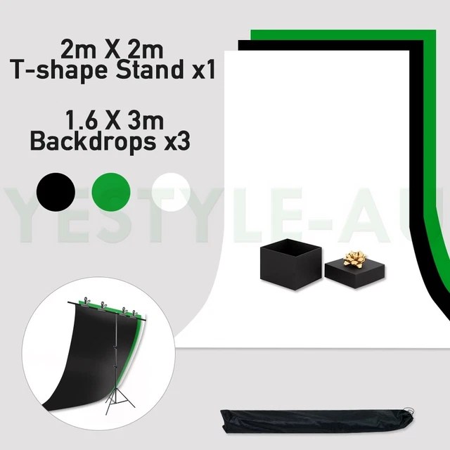 3M GREEN SCREEN Studio Photo Backdrop Stand Kit Black White Background+