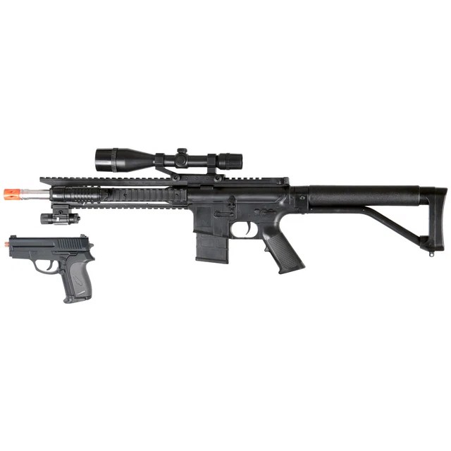 300 FPS SPRING AIRSOFT RIFLE SNIPER GUN COMBO PACK w/ PISTOL LASER