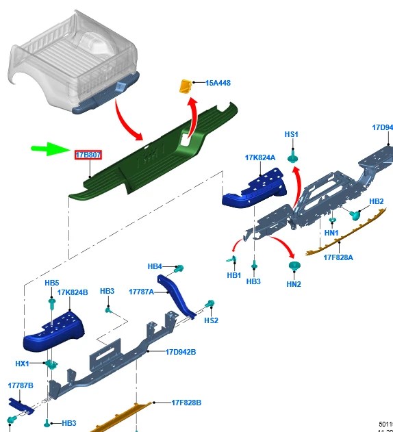 FORD RANGER T6 MK1 Rear Bumper Cover Assy JB3B17B810AF 2311601 NEW