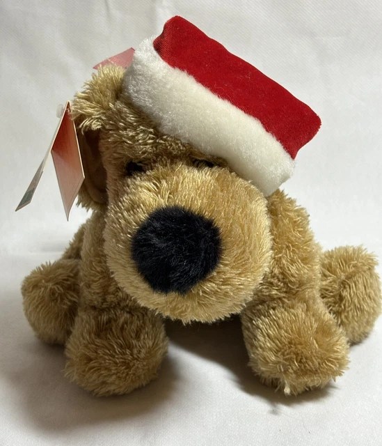 PETS AT HOME Plush Dog With Red Ribbon And Christmas Hat £8.00