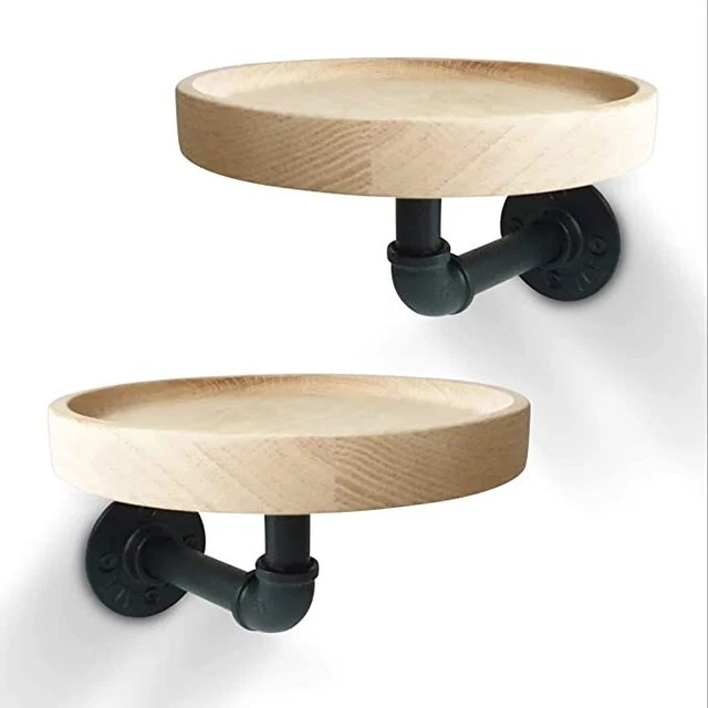 ROUND OAK SOLID Wood Rustic Floating Shelves, Deep Wall Hanging Shelf