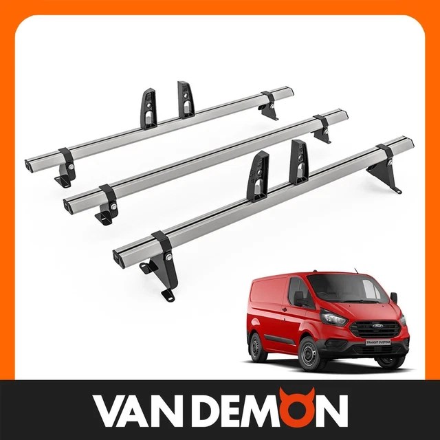 FORD TRANSIT CUSTOM Roof Rack for 20132024 Low (H1 Roof) 3x Roof Bars