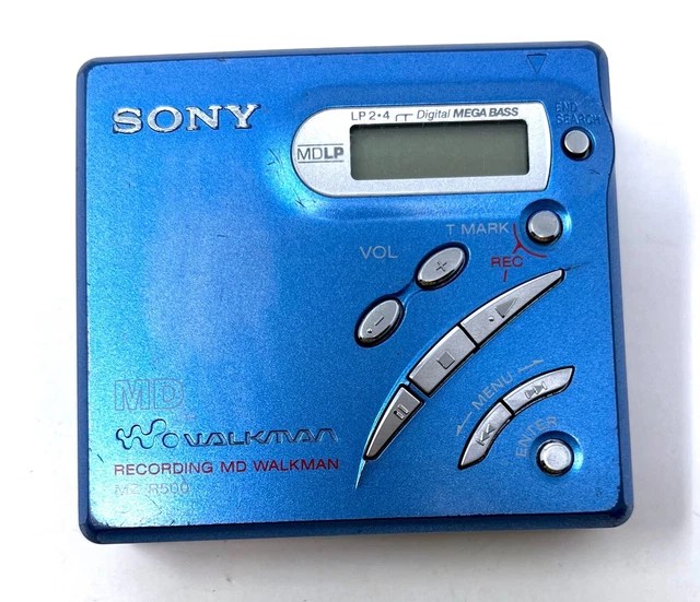 SONY WALKMAN RECORDING MD MZR500 MiniDisc Blue *Missing Battery Cover