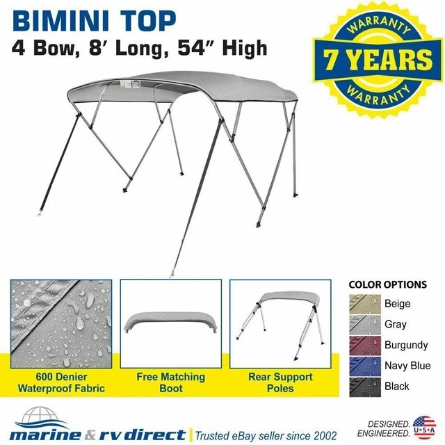 NEW PONTOON Bimini Top Boat Cover 4 Bow 54" H 91" 96" W 8 ft. Long