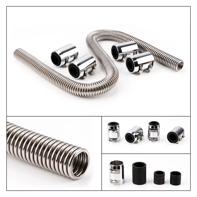 EASY USE UNIVERSAL Water Hoses Adapter Coolant Radiator Kit 4Pcs Chrome