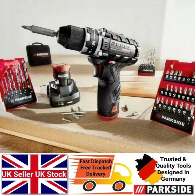 PARKSIDE PERFORMANCE 12V Cordless Drill Driver Set Include 2 Batteries