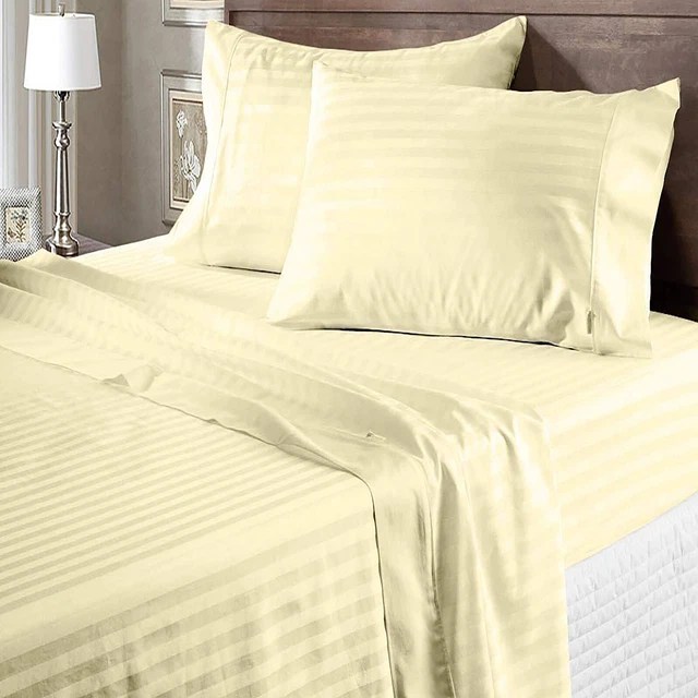 AU SIZES SHEETS Extra Deep Wall 1000 TC Egyptian Cotton Ivory Stripes
