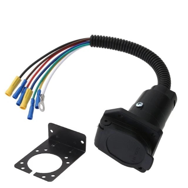7 WAY RVSTYLE Trailer Connector Socket with Wiring Harness and