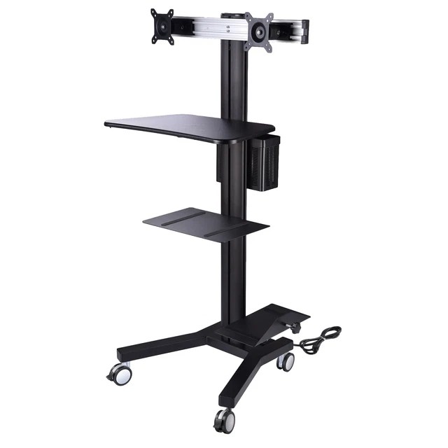 ROLLING PC CART Monitor Mount Mobile Computer Workstation Stand
