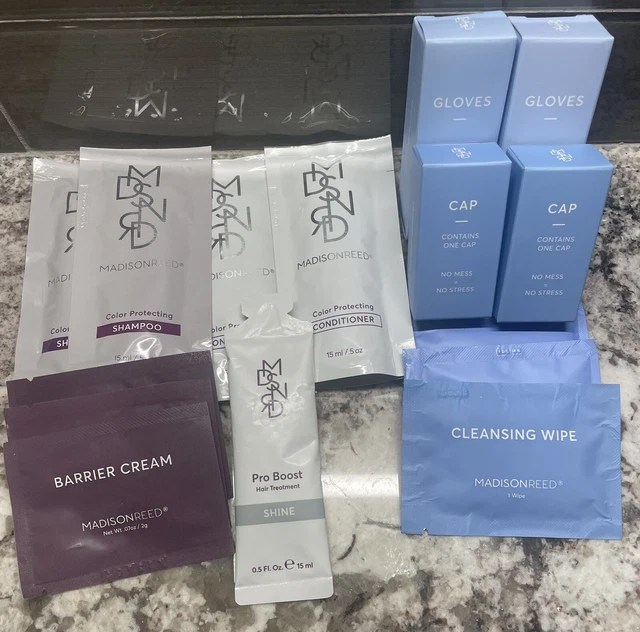 MADISON REED SHAMPOO, conditioner, pro boost shine, cap gloves wipes