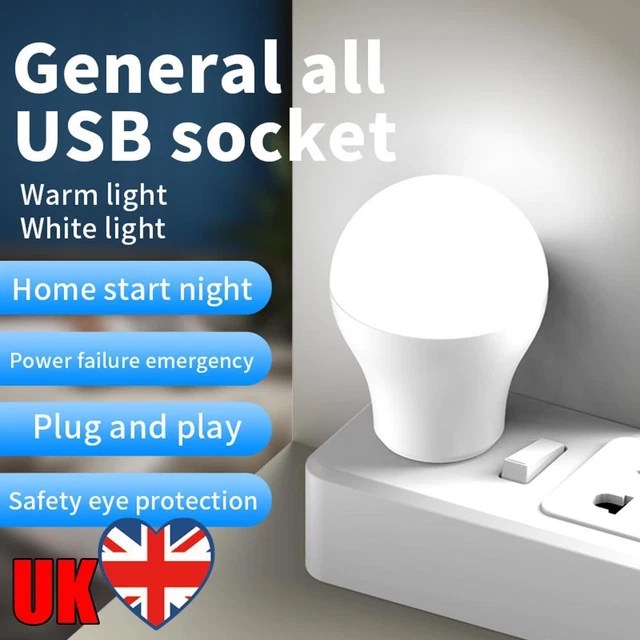 LED NIGHT LIGHT 6500K Mini USB Plug Lamp for Power Outage Emergency