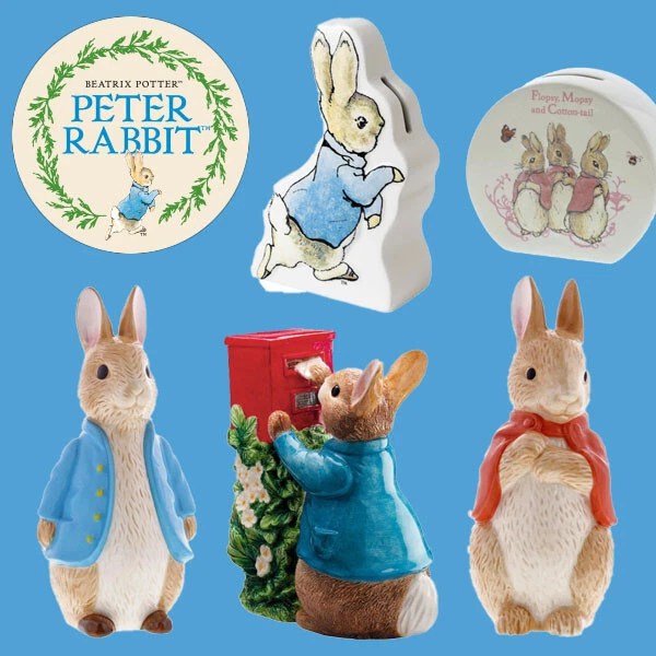 RANGE OF OFFICIAL Beatrix Potter Peter Rabbit Money Boxes Coin Banks £