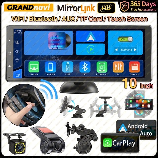 10& WIRELESS APPLE CarPlay & Android Auto Portable Car Stereo
