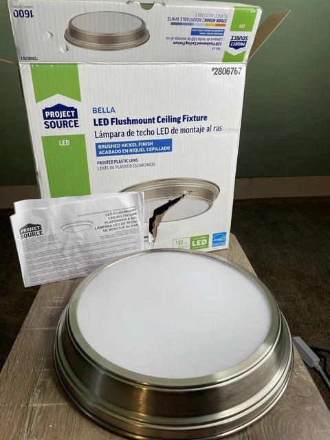 PROJECT SOURCE BELLA LED Flush Mount Ceiling Fixture Lights - Brushed