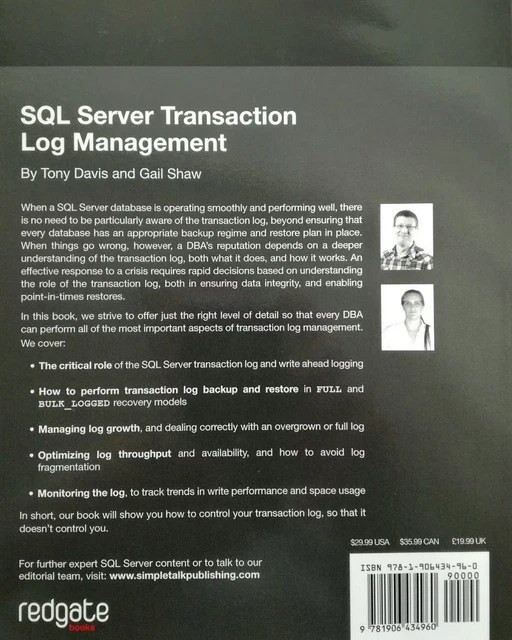SQL SERVER TRANSACTION Log Management by Tony Davis & Gail Shaw EUR 13