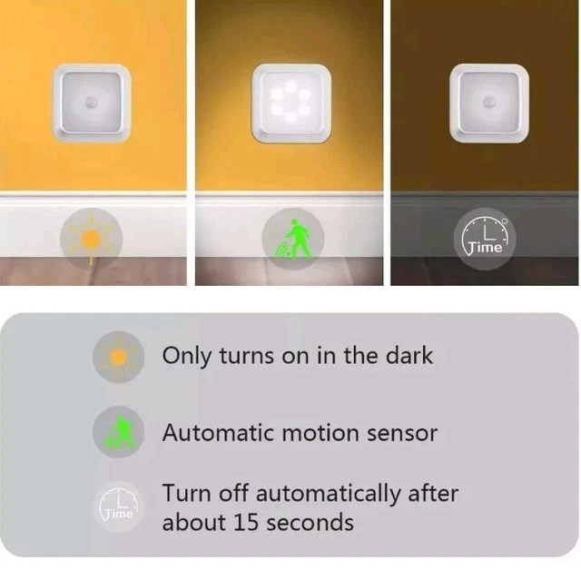 LED MOTION SENSOR Lights PIR Wireless Night Light Battery Stair