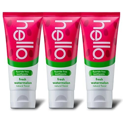 HELLO WATERMELON KIDS Toothpaste, Fluoride Free Kid Toothpaste, Safe to