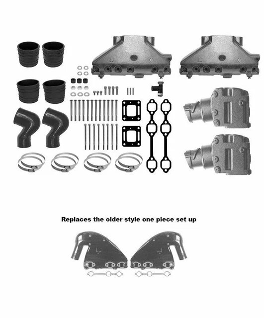 MERCRUISER V6 ONEPIECE Exhaust Manifold riser Conversion 4.3 elbow kit