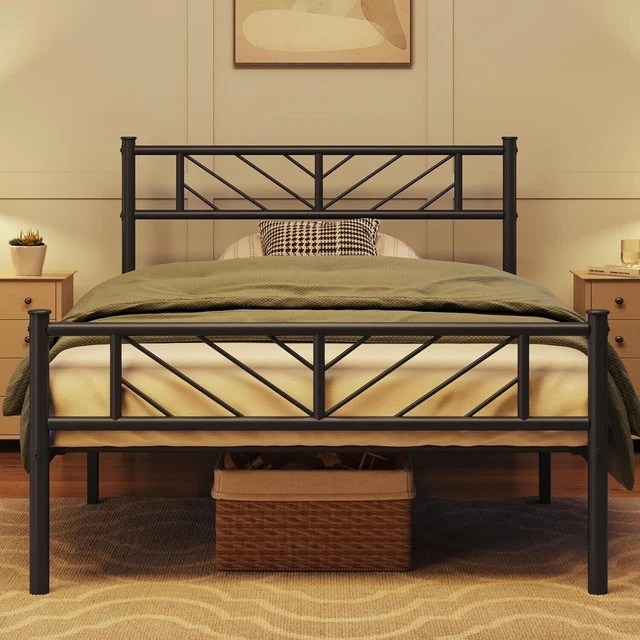 3FT SINGLE METAL Bed Frames with with Arrow Design Headboard and