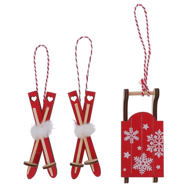 3 PACK NATIVITY Craft Rustic Tree Hanging Tag Painted Wooden Sled £14.