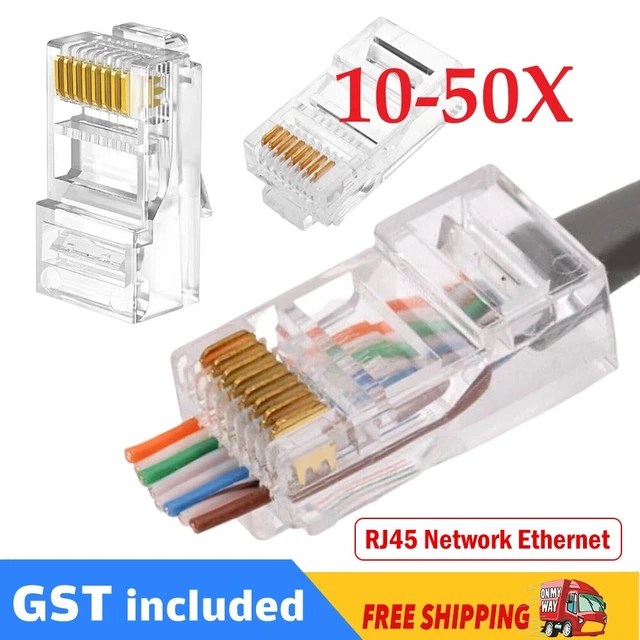1050X RJ45 PASS Through CAT6 Connector Modular Plug CAT5e CAT5 Network