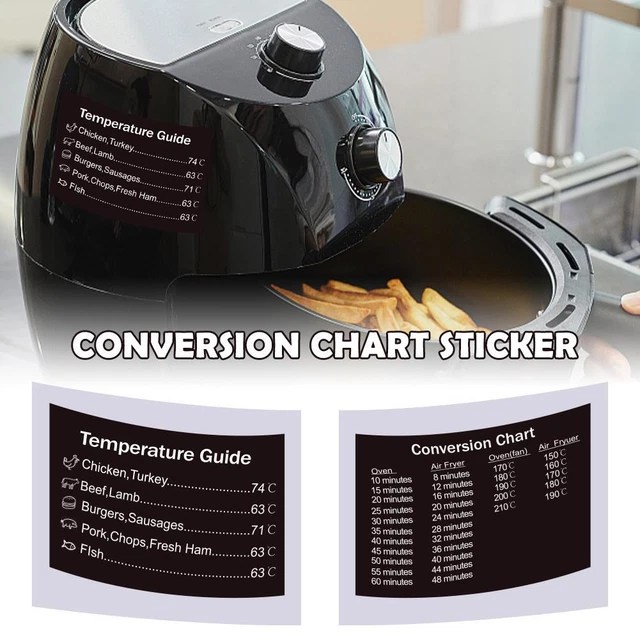AIR FRYER CONVERSION Chart Sticker Cheat Sheet Chart Cooking Lists Home