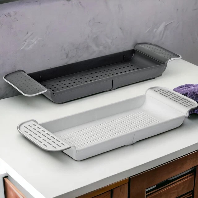 BATH RACK EXTENDABLE Over Bath Tub Caddy Plastic Organizer Tray