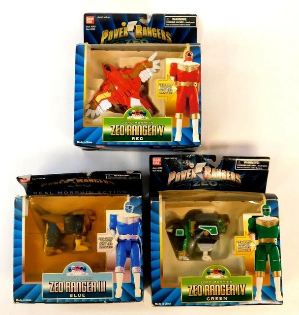 POWER RANGERS ZORD Morphin Zeo Ranger Set Of 3 Red, Green, Blue 1996