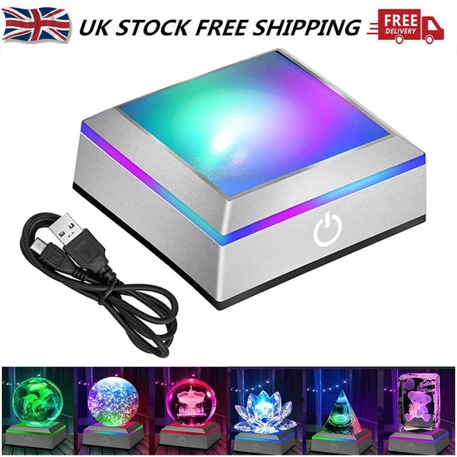3D LED LIGHT Square Base Display Stand Holder Multicolor For Crystal