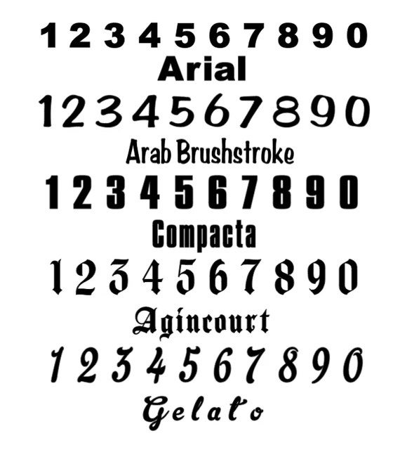 NUMBER SETS VINYL Color Decal Sticker Oracal 651 ID Numbers Custom