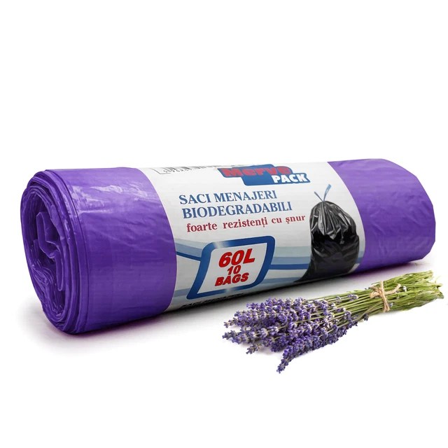 5 ROLLS 50 BAGS 60L Biodegradable Plastic Lavender Scented Bin Bags £