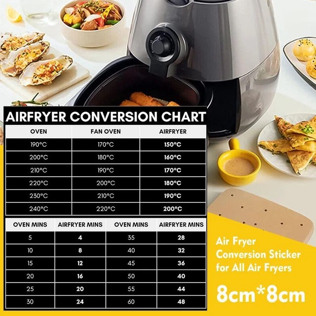 AIR FRYER CONVERSION Chart Sticker Cheat Sheet Chart Time Cooking