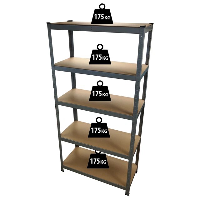HEAVY DUTY GARAGE Racking Storage Shelving Unit 5 Tier Silver Metal