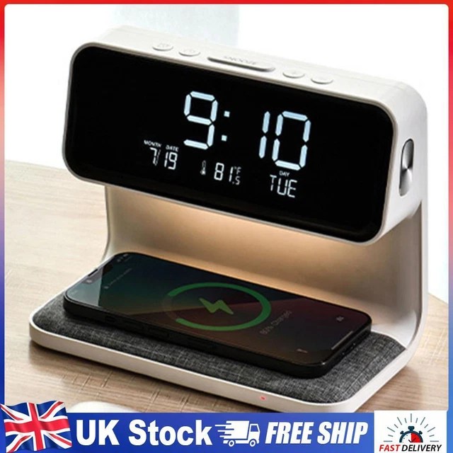 3 IN 1 Night Light Wireless Charger Night Lamp Digital Alarm Clock for