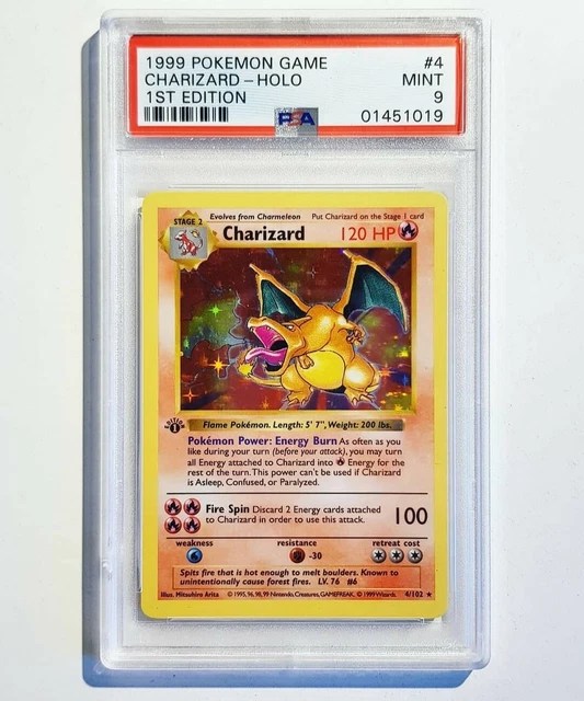 POKEMON CARD PSA 9 First Edition Charizard Shadowless Thick stamp