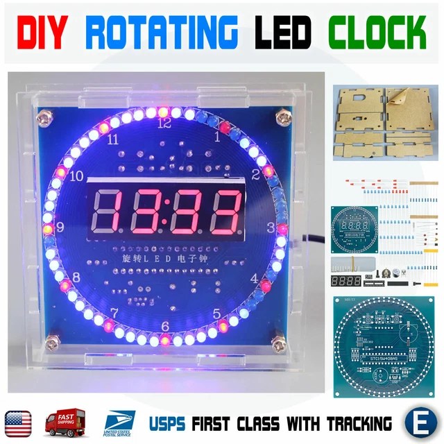 DIY ROTATING DIGITAL LED Display Module Alarm Electronic Clock Kit