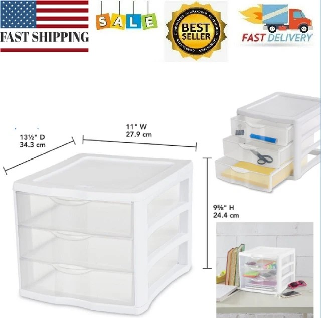 3 DRAWER PLASTIC Storage Drawers Containers Clear Rack