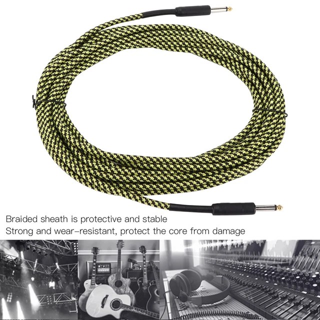 YELLOW MUSICAL INSTRUMENT Cable Braided Shield NickelPlated Plug Guitar