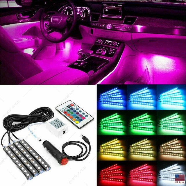 RGB LED GLOW Interior Car Lamp Kit Under Dash Foot Well Seats Inside