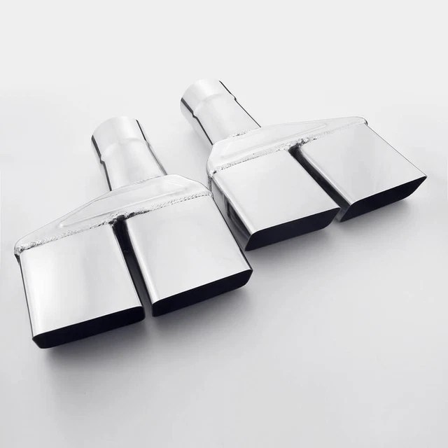 2.5& INLET QUAD Exhaust Tips Dual Square Slant Cut Single Wall