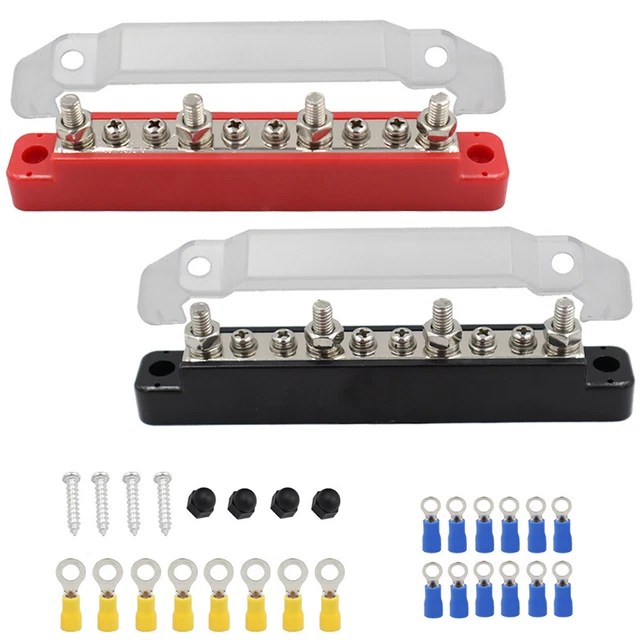 2* POWER DISTRIBUTION Terminal Block Battery Bus Bar Set Max. 48V DC
