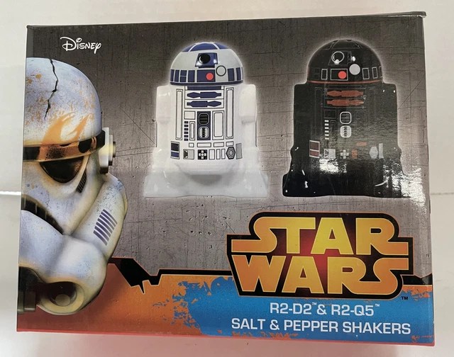 STAR WARS DISNEY R2D2 And R2Q5 Droid Ceramic Salt And Pepper Shakers