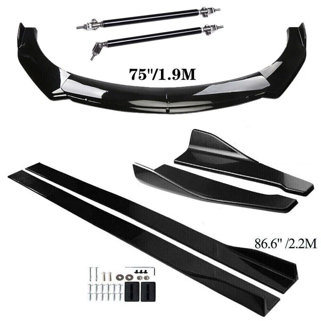 FRONT REAR BUMPER Lip Spoiler Body Kit Splitter w/Side Skirt Extension