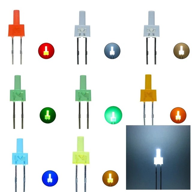 FLASHING LED 2MM Tower Diffuse LED Self Flashing Flash Light Colors