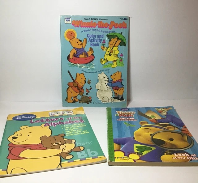 WINNIE THE POOH Big Fun Book To Color, I Can Learn & 1978 Color